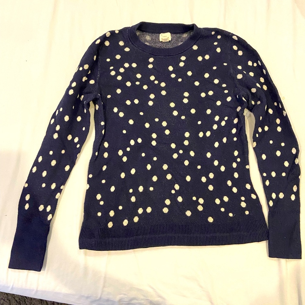 Navy polka-dot crew neck sweater